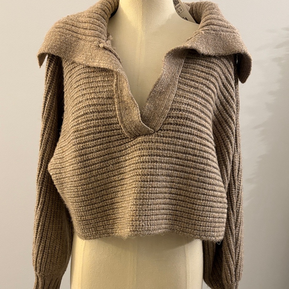 Zara Brown V-Neck Sweater